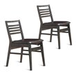 Pemberly Row PU & Wood Armless Dining Side Chairs in Brown (Set of 2)
