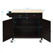 Pemberly Row MDF Pine & Rubber Wood Rolling Kitchen Island Cart in Brown Finish