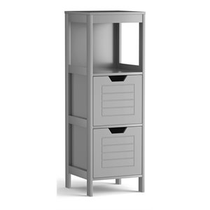 Pemberly Row P2 MDF and NC Paint Floor Cabinet with 2 Drawers in Gray