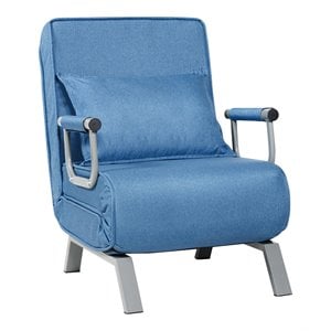 Pemberly Row Metal and Sponge 5-Position Folding Sleeper Bed with Pillow Blue