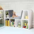 Pemberly Row Particle Board Multi-Purpose Kid Bookcase with 6 Cubby in White