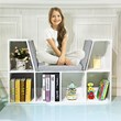 Pemberly Row Particle Board Multi-Purpose Kid Bookcase with 6 Cubby in White