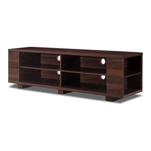 Pemberly Row TV Stand Console for TVs up to 59&quot with Adjustable Shelf in Walnut
