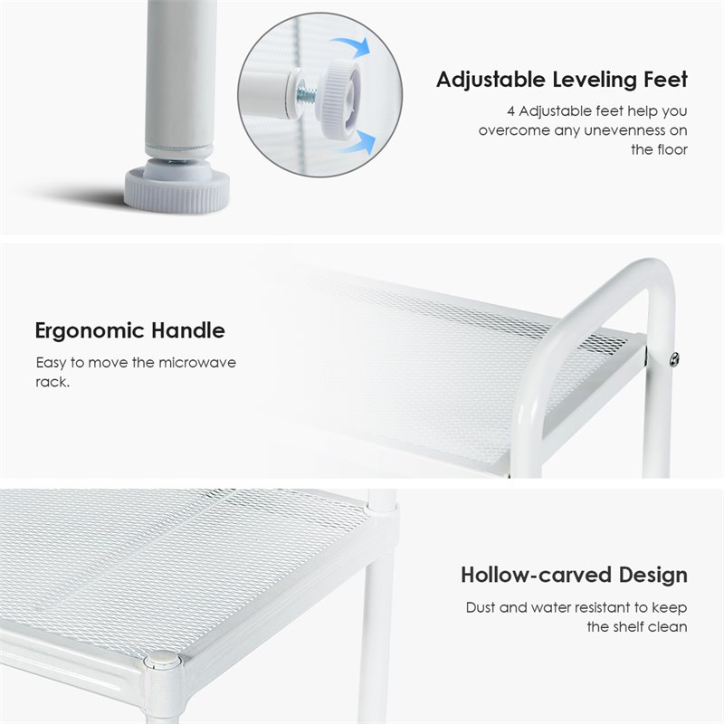 Pemberly Row Contemporary Iron Microwave Oven Rack with 3 Shelves in Black