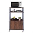 Pemberly Row Contemporary Iron Microwave Oven Rack with 3 Shelves in Brown