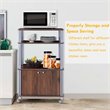 Pemberly Row Contemporary Iron Microwave Oven Rack with 3 Shelves in Brown