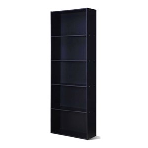 Pemberly Row 5-Shelf MDF Veneer Multi-Functional Storage Bookcase in Black