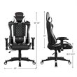 Pemberly Row PU Metal Massage Gaming Chair w/ Lumbar Support & Headrest in White