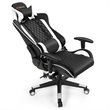 Pemberly Row PU Metal Massage Gaming Chair w/ Lumbar Support & Headrest in White