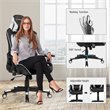 Pemberly Row PU Metal Massage Gaming Chair w/ Lumbar Support & Headrest in White