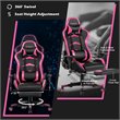 Pemberly Row Sponge and Metal Swivel Massage Gaming Chair with Footrest in Pink