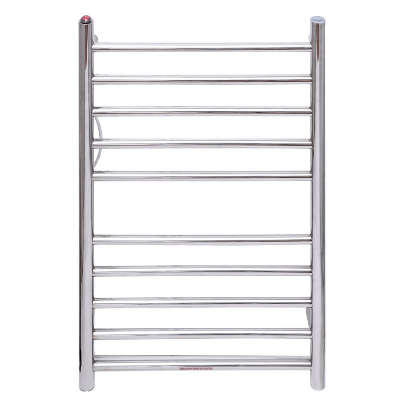 Pemberly Row Steel Electric Towel Rail Rack with 10-bar Rung in Silver