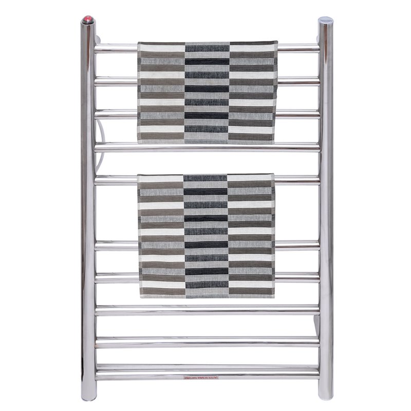 Pemberly Row Steel Electric Towel Rail Rack with 10-bar Rung in Silver