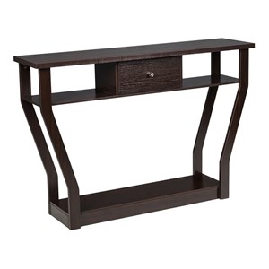 Pemberly Row 3-tier Contemporary MDF Console Table with Drawer in Brown