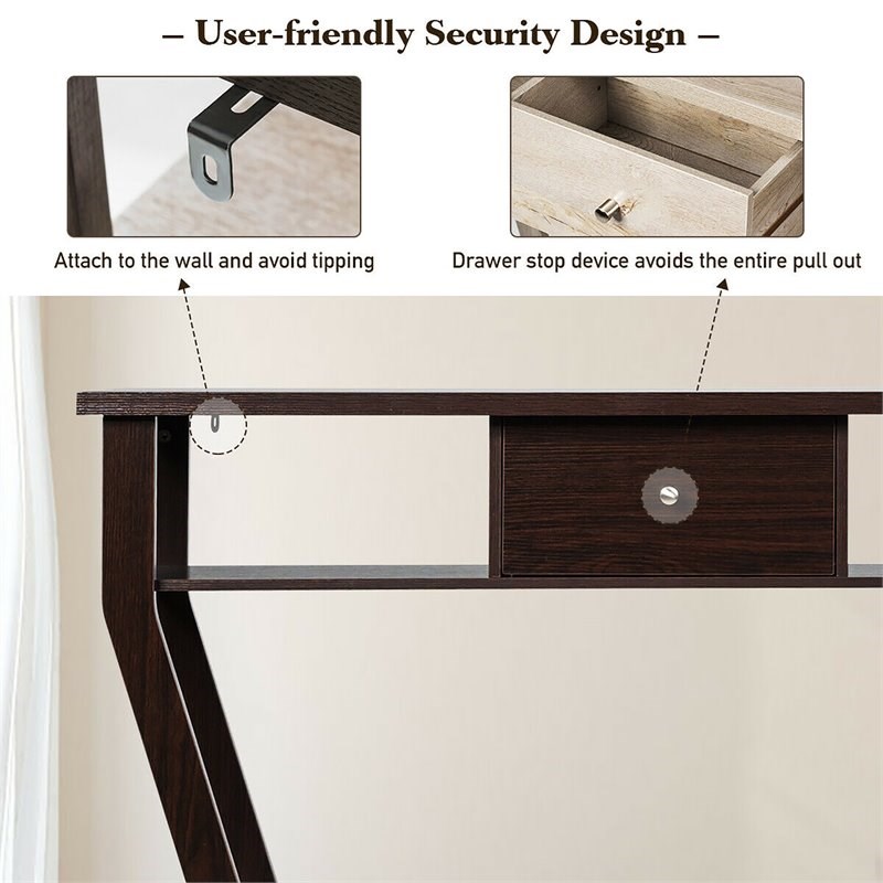 Pemberly Row 3-tier Contemporary MDF Console Table with Drawer in Brown