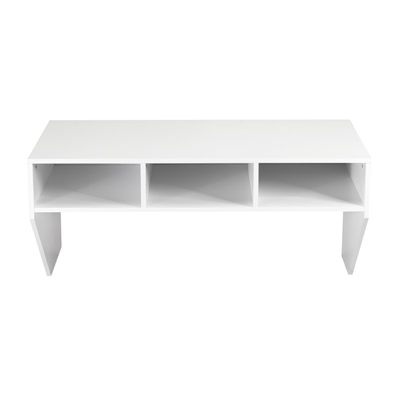 Pemberly Row Contemporary MDF Wall Mounted Floating Computer Desk in White