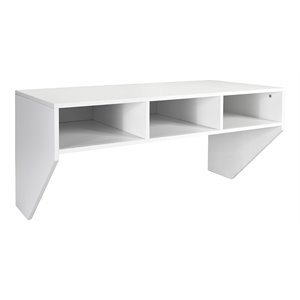 Pemberly Row Contemporary MDF Wall Mounted Floating Computer Desk in White