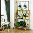 Pemberly Row 3-tier Bamboo Hanging Folding Plant Shelf Stand in Natural