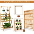 Pemberly Row 3-tier Bamboo Hanging Folding Plant Shelf Stand in Natural