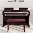 Pemberly Row Contemporary Solid Wood and PU Leather Piano Bench in Brown