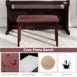 Pemberly Row Contemporary Solid Wood and PU Leather Piano Bench in Brown
