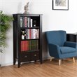 Pemberly Row 3-Shelf MDF Adjustable Bookcase with 2 Drawers in Black