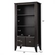 Pemberly Row 3-Shelf MDF Adjustable Bookcase with 2 Drawers in Black