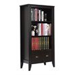 Pemberly Row 3-Shelf MDF Adjustable Bookcase with 2 Drawers in Black