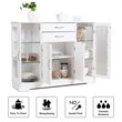 Pemberly Row Contemporary Density Board Buffet with Glass Door Drawers in White