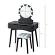 Pemberly Row MDF Vanity Makeup Dressing Set w/ 8 Dimmable Bulbs Mirror in Black