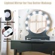 Pemberly Row MDF Vanity Makeup Dressing Set w/ 8 Dimmable Bulbs Mirror in Black