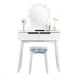 Pemberly Row MDF Vanity Makeup Dressing Set w/ 8 Dimmable Bulbs Mirror in White