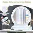 Pemberly Row MDF Vanity Makeup Dressing Set w/ 8 Dimmable Bulbs Mirror in White