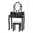 Pemberly Row P2 MDF Vanity Dressing Table Set with 4 Drawers in Black