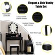 Pemberly Row P2 MDF Vanity Dressing Table Set with 4 Drawers in Black