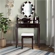 Pemberly Row P2 MDF Vanity Dressing Table Set with 4 Drawers in Brown
