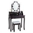 Pemberly Row P2 MDF Vanity Dressing Table Set with 4 Drawers in Brown