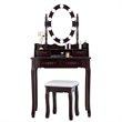 Pemberly Row P2 MDF Vanity Dressing Table Set with 4 Drawers in Brown