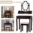Pemberly Row P2 MDF Vanity Dressing Table Set with 4 Drawers in Brown