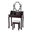 Pemberly Row P2 MDF Vanity Dressing Table Set with 4 Drawers in Brown