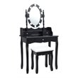 Pemberly Row MDF Vanity Dressing Table Set with 2 Side Drawers in Black