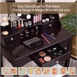 Pemberly Row MDF Vanity Dressing Table Set with 2 Side Drawers in Brown