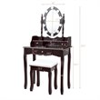 Pemberly Row MDF Vanity Dressing Table Set with 2 Side Drawers in Brown