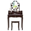 Pemberly Row MDF Vanity Dressing Table Set with 2 Side Drawers in Brown