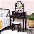 Pemberly Row MDF Vanity Dressing Table Set with 2 Side Drawers in Brown