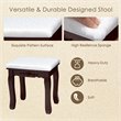 Pemberly Row MDF Vanity Dressing Table Set with 2 Side Drawers in Brown