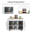 Pemberly Row MDF & Rubber Wood White Kitchen Island Trolley Cart w/ Knife Block
