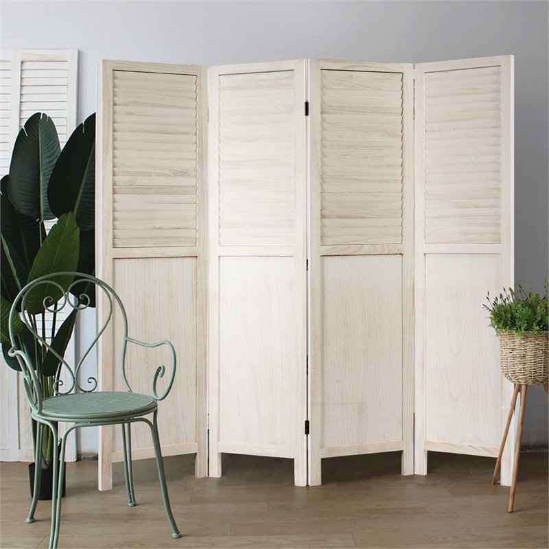 Pemberly Row 4-panel Contemporary Wood Folding Privacy Room Divider in White