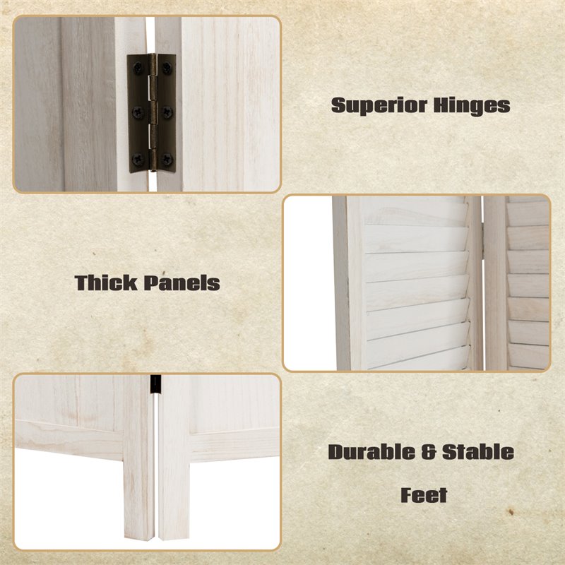 Pemberly Row 4-panel Contemporary Wood Folding Privacy Room Divider in White