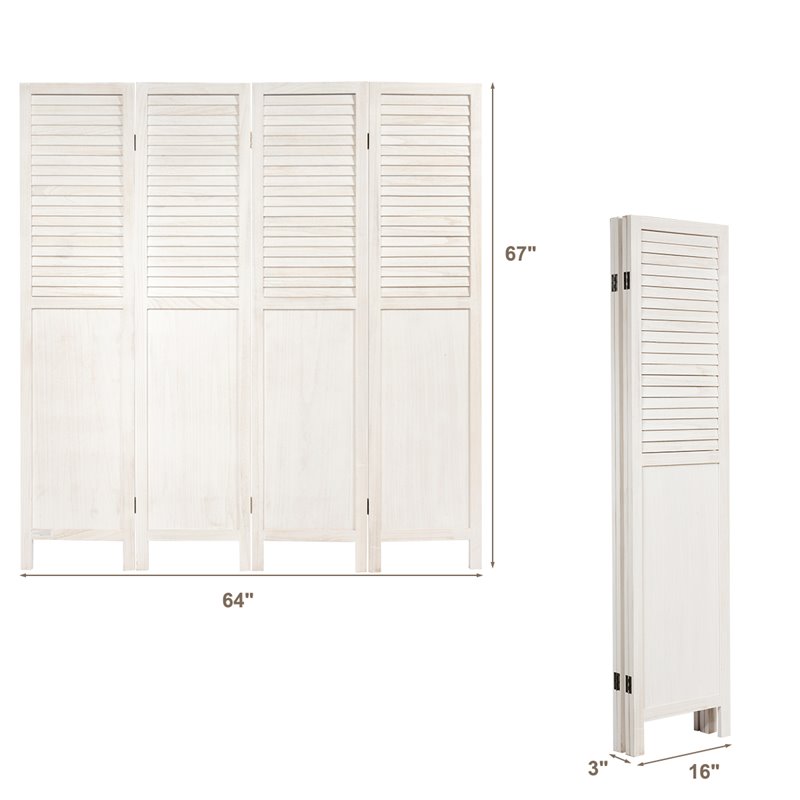 Pemberly Row 4-panel Contemporary Wood Folding Privacy Room Divider in White